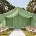 6 Panels Sage Green Chiffon Draping Fabric for Wedding 60" W x 480" L - Easy Hanging, Ceiling Curtains for Wedding Arch, Home Decor, Stages, Party, Canopy Drapes, Ideal for Event Planners