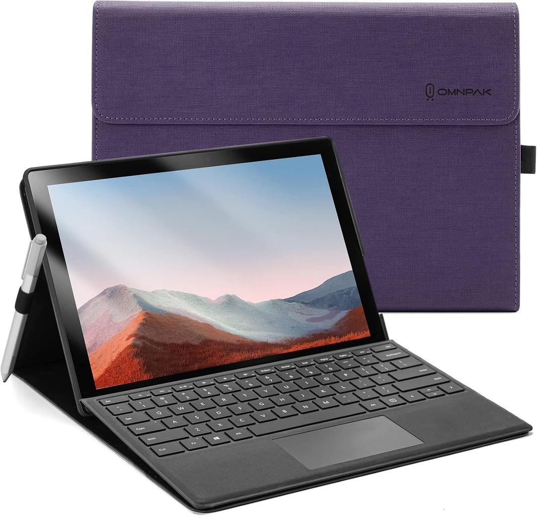 Omnpak Case for Microsoft Surface Pro 7+ (2021)/Surface Pro 7(2019)/Surface Pro 6(2018)/Surface Pro 5(2017)/Surface Pro 4, Adjustable Viewing Angle, Compatible with Type Cover Keyboard (Purple)