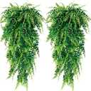 Sggvecsy 4 Pack Artificial Hanging Plants Fake Hanging Plant Faux Hanging Boston Ferns Fake Ivy Vines Greenery UV Resistant Plastic Plants for Indoor Outdoor Room Wall Wedding Patio Porch Decor
