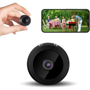 Camera Surveillance Monitor - WiFi Nanny Cam with 1080P Night Vision, Motion Detection, and Smartphone Compatibility - Indoor Spy Camera for Home/Baby/Office-Black