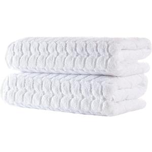 BAGNO MILANO Turkish Bath Towels, Soft Plush Jacquard Luxury Bath Towels, Quick Dry Towel Set (White, 2 PCS Bath Towel Set)