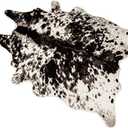 MustMat Faux Cowhide Rug Black and White Cow Print Area Rug Large Animal Hide Carpet Western Decor 5.2ft x 6.6ft