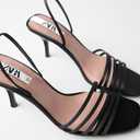 ZARA Women’s Black Strappy Heeled Sandals – Size 39, Elegant Square Toe Slingback Shoes