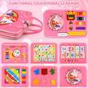 Busy Board for Toddlers 1-3 Sensory Busy Book for 1+ Year Old Boys Girls Montessori Learning Activity Books Birthday Christmas Toddler Gift (Pink)