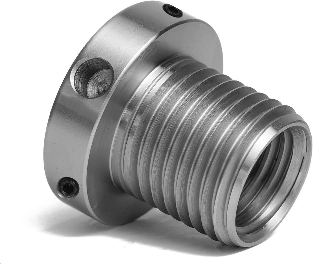 1"x8TPI Female to 1-1/4"x8TPI Male Thread Adaptor for Woodworking Lathe Headstock Spindle Woodturning. Fitted with jackscrews for safety reverse turning.