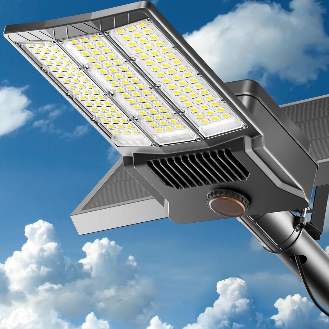 10000W Solar Street Light Outdoor, Commercial Grade Outdoor Solar Lights Dusk to Dawn, Large Panel Pro Outside Light with Motion Sensor and Remote, Solar Parking Lot Lights for Yard, Country 1 Pack