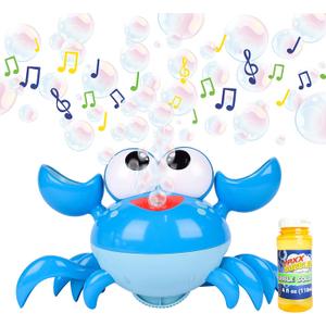 Dancing Crab Bubble Machine - Moving Bubble Blower for Kids | Lights Up and Plays Music | 4oz Bottle of Bubble Solution - Sunny Days Entertainment,Blue (Large)