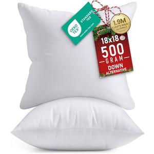 Utopia Bedding 18x18 Pillow Inserts, Set of 2, White – Indoor Decorative Throw Pillows for Bed, Sofa & Couch – Soft, Supportive & Fluffy Cushion Inserts White