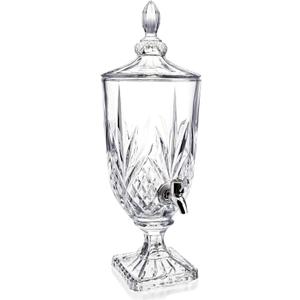 0.8 Gallon Glass Drink Dispenser for Parties 3L Crytal Iced Beverage Dispenser with Spigot Wedding Beverage Server for Party Bar (Floral)