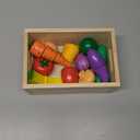 Wooden Play Food Set for Kids Kitchen | Cutting Veggies & Fruits Toy Food Set with Storage Case & Bag, Play Kitchen Accessories, Pretend Play Food for Toddlers 3+