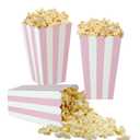24 Pack Striped Popcorn Boxes - Carnival Parties Mini Paper Popcorn and Candy Containers, Party Supplies for Movie Nights (Pink)