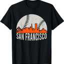 Vintage San Francisco Skyline Baseball Present Men Women T-Shirt Small