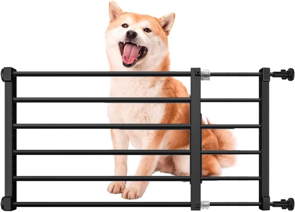 Short Dog Gate Expandable Dog Gate 22"-39.37" to Step Over,Pressure Mount Small Pet Gate,Low Pet Gate-Adjustable,Puppy Gate Indoor for Doorway,Stairs (Black, M(14.17''H))