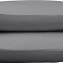 Amazon Basics 400 Thread Count 100% Cotton Pillow Cases, Soft, Wrinkle Resistant, Sateen Weave, Standard Size, 30" x 20", Dark Gray, Set of 2