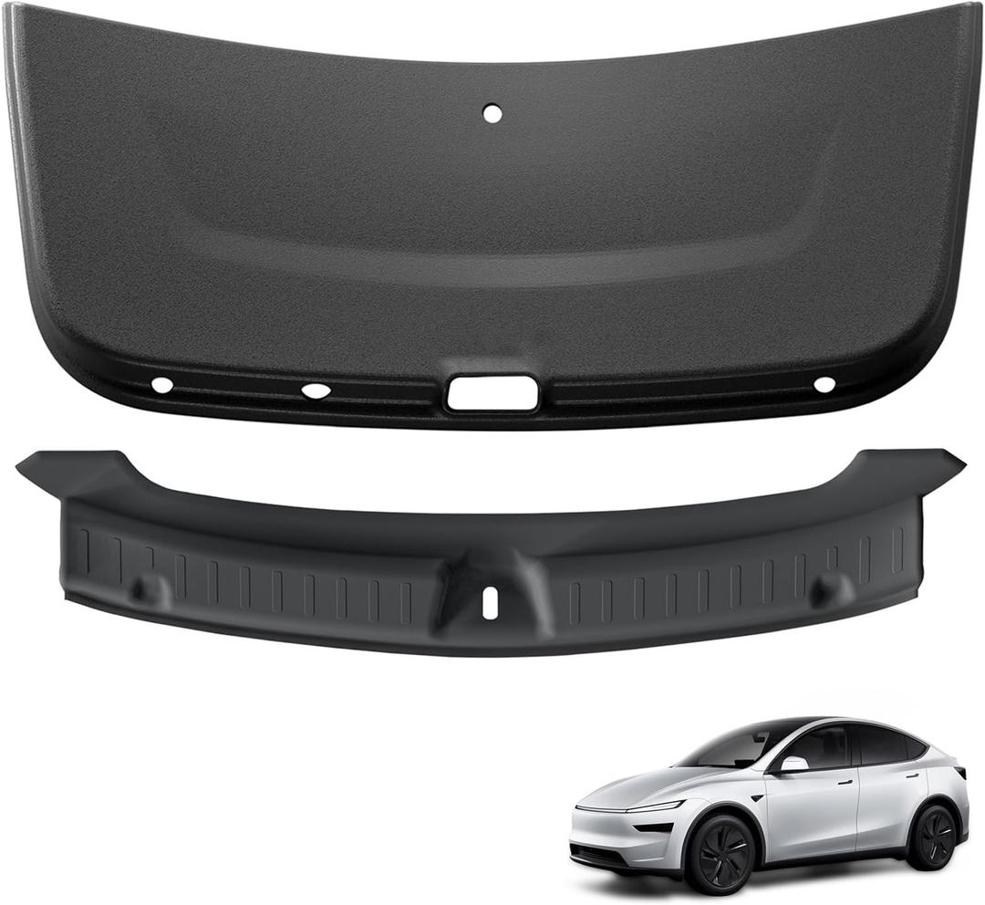 LUCKEASY 2PCS Trunk Tailgate Mat & Rear Bumper Guard for Tesla Model Y Juniper 2025 2026 Standard & Premium & Performance Rear Door Pad & Trunk Bumper Guard Sill Cover TPE Accessories Black