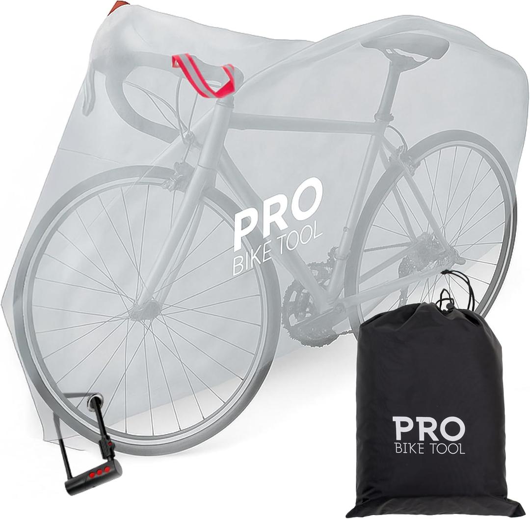 PRO BIKE TOOL Bicycle Cover - Transparent PVC Waterproof Outdoor Bike Cover - Protects from Weather, Dust, Rain, and Scratches - Ideal for Garage with Safety Loops and Storage Bag - 30.3"x81.4"x47.2" : Automotive