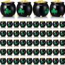 Weysat 50 Pcs Mini St Patrick's Day Pot of Gold Bulk Tiny Resin St Patricks Day Cauldrons Shamrock Coins Lucky Cauldrons for St. Patrick Party Favor