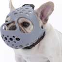 Short Snout Dog Muzzle for French Bulldogs & Pugs - Soft Breathable Anti-Biting, Adjustable Fit for Grooming, Walking, Training - Comfortable Snub-Nose Design for Small/Medium Dogs (Grey, L)