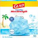 Glad Tall Kitchen Trash Bags 13 Gallon, MaxStrength Beachside Breeze Garbage Bags, Drawstring, 90 Count