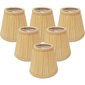 Royal Designs, Inc. CS-1054-5AGL-6 Designer Mushroom Pleat Empire Chandelier Lamp Shade, 3 x 5 x 4.5, Antique Gold, 6-Pack, Set of 6