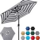 Blissun 7.5 ft Solar Umbrella, 18 LED Lighted Patio Umbrella, Table Market Umbrella (Black & White)