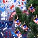 Watayo 8 PCS American Flag Glass Ornaments, Patriotic Glass Blown Flag Ornaments, 4th of July USA Flags Hanging Tree Decorations for Independence Memorial Veterans Day Decor