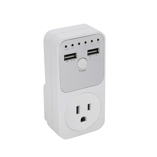 Mulcort Countdown Timer Outlet Multifunctional Voltage Protector Intelligent Countdown Timer Socket with 2 USB Ports Time Controller Switch for Home Electrical Appliances