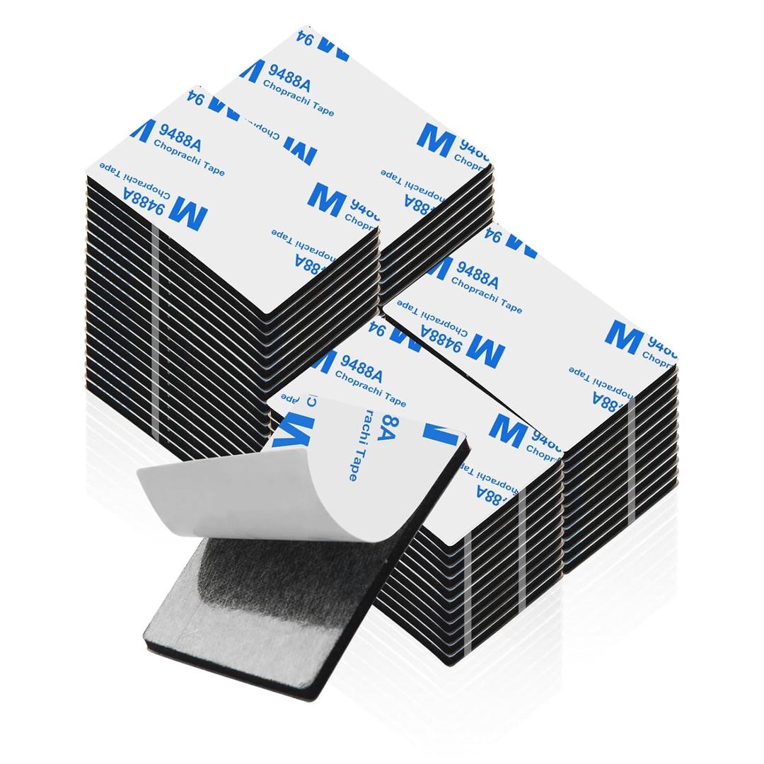 Double Sided Tape Heavy Duty, Double Sided Tape for Walls,48Pcs 2 Sided Sticky Waterproof Pads,1.96 * 1.18 Inch Super Strong Removable Double-Sided Foam, Mounting Black Tape for Hanging (Pack of 48 Rectangles)