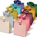 Vitalizart Paper Gift Bags With Ribbon Handles Set of 10 Assorted Colors Bulk Reusable For Gift Wrap Girls Kids Birthday Bridal Shower Party Favors Goodie Bags Candy Christmas 5.91"x3.54"x7.28" Small