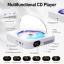 MICOCIOUS Bluetooth Portable Home CD Music Player with Remote Control, Timer, Built-in Speakers and LED Display - FM Radio Boombox (White)