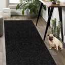 Weidear Hallway Runner Rug with Rubber Backing, Laundry Room Rug Non Slip, Washable Outdoor Indoor Rug Carpet Runner, Customized Area Rugs Mat for Entryway, Balcony, Kitchen, Garage-2FT x 6FT, Black
