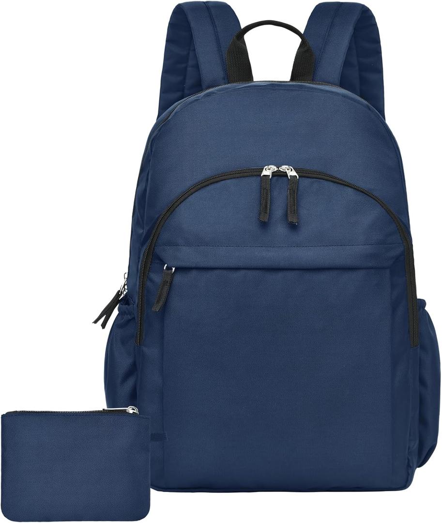 Navy Blue Backpack for School, College, High, Middle School,Water Resistant Bookbag for Teens, Basic Backpack for Daily, Travel, Work, Business Laptop Backpack for Men Women (Navy)