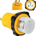 Kanayu NEMA L14-30P to SS2-50R RV Marine Power Generator Adapter 30A 4 Prong Locking Generator L14-30P Male to 50A Marine Shore Power SS2-50R Female Locking Ring 125V/250V