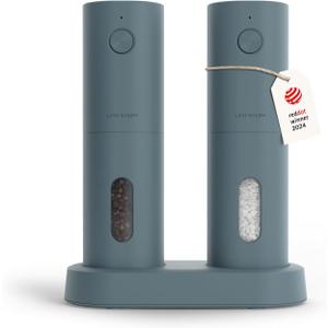 LARS NYSØM Electric Salt and Pepper Grinder Set, USB Rechargeable, Automatic Salt and Pepper Mills, Spice Shakers Refillable with LED Light, Adjustable Coarseness, Ceramic Grinder (Stone Blue) 
