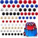108 Pcs Balls Cake Topper DIY Cupcake Insert Foam Balloons for Cake Baking Wedding Anniversary Birthday Decoration(Blue, Red, Black,Multi Sizes)