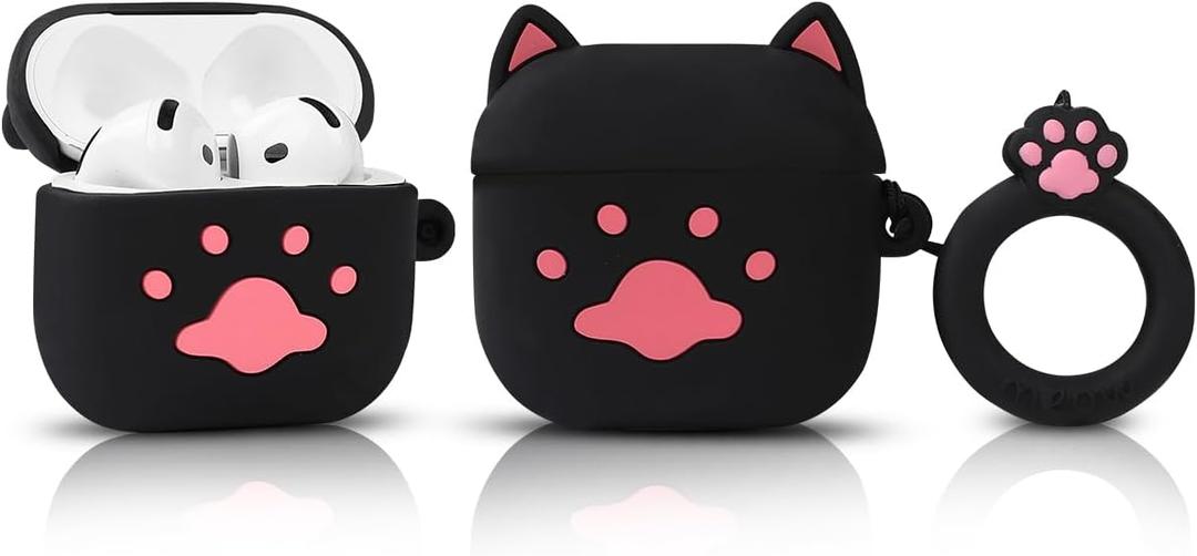 Cute Case for AirPods 4th Generation, for AirPods 4 Wireless Earbuds, XMBYGY Silicone Cartoon Charging Case Shockproof Protective Headphones Cover with Carabiner for Man Woman Teen