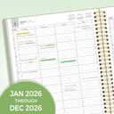 SUNEE 2026 Daily Planner,4-Person Group Appointment Book with Quarter-Hourly Layout. Weekly & One-Page-Per-Day Format, Jan to Dec 2026, 8.5"x11",Weekly Planner, Flexible Cover, Note Pages, Bookmark, Black,Sage Green