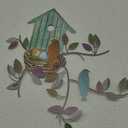 Peryiter Birds Wall Metal Decor for Outdoor Art Hanging Metal Tree with Birdhouse for Living Room Tree Leaf Wall Decor for Indoor Outdoor Garden(Brown, Light Blue)