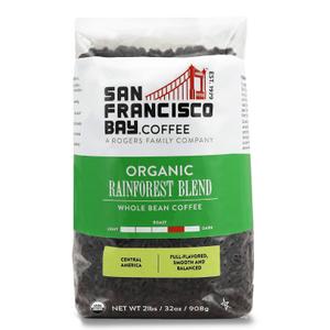 San Francisco Bay Coffee - Medium-Dark Roast Whole Bean Coffee - Organic Rainforest Blend (2 lb bag) - UDSA Organic