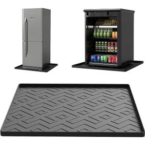 Mini Fridge Silicone Mat 19.7"x19.7"x0.4" - Non-Slip, Spill-Proof, Drip Prevention | Ideal for Refrigerators, Washing Machines, Dryers, Wine Coolers, and Dishwashers (Black)