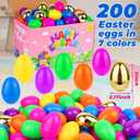 200 Pack 3 Inch Large Fillable Plastic Easter Eggs Bulk Include 6 Surprise Golden Eggs, Bright Color Empty Easter Eggs for Easter Hunts, Basket Stuffers Fillers, Easter Party Favors Classroom Prize