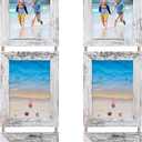 Lavezee 5x7 Collage Hanging Triple Picture Frames Set, 6 Opening Distressed White Vertical Frame Made to Display 5 by 7 Inch Photo Prints for Wall Decor