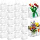 Saintrygo 80 Pieces Gift Bags Small PVC Bags Reusable Transparent with Handles Mini Cute Plastic Gift Wrap Tote Shopping for Wedding Birthday Baby Shower Party(Clear)