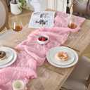 3 Pack Pink Cheesecloth Table Runners, 120 Inch 10Ft Blush Pink Gauze Table Runner for Wedding Birthday Party Baby Shower Decorations