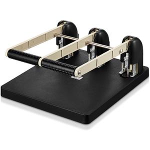 Harloon 3 Hole Puncher for Binder Metal 150 Sheet Capacity 13 x 12.2 x 6.2 Inch Black Silver Paper Punch Large Heavy Duty Puncher Lever Handle for Office Essentials Accessories Print Shops Home