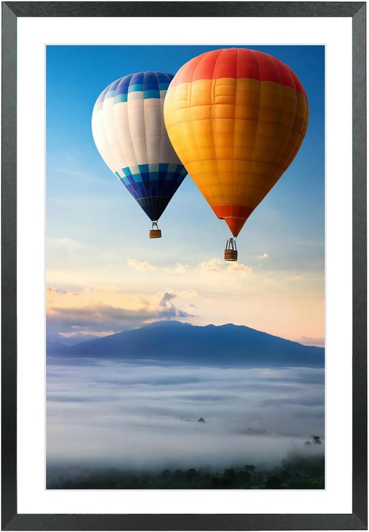 Mxtallup 13x24 Picture Frames Solid wood, Display Pictures 11x22 Inch With Mat or 13x24 Inch Without Mat, Poster Frames 11x22 in Photo Frames Wood Black (T22B1324W1122)