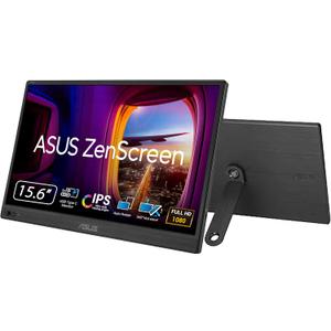 ASUS ZenScreen 16 Portable USB Monitor (MB169CK) - Full HD, IPS, Dual USB-C, Mini-HDMI, Eye Care, Flicker Free, Blue Light Filter, Anti-Glare Surface, 360 Kickstand,