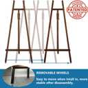 A - Frame Wooden Display Easel with Wheels - Adjustable Lyre Beechwood Studio Easel Stand Holding Canvas Up to 90", Inclinable Artist Floor Painting Easel for Artwork Painting, Brown