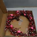 TURNMEON 16" Heart Shaped Lighted Valentines Wreath with 20 Red Lights, Pink & Red Hearts, Adjustable Branch, Indoor/Outdoor Use