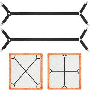 Bed Sheet Holder Straps, 2Pcs Elastic Adjustable Bed Sheet Grippers,Fitted Sheet Holder Keep Sheets in Place, Enhance Sleep Experience, Black